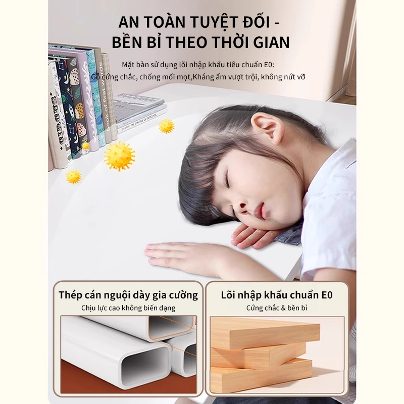 ICON  Bàn Học Thông Minh Chống Gù Nâng Hạ Tay Quay Cao 90cm - Mặt Gỗ Chống Trầy Chịu Lực Tốt - Chuyên Dụng Cho Học Tập