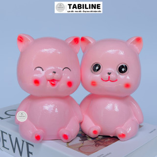 Heo đất ống tiết kiệm tiền lỗ tròn cặp đôi mèo yêu thương quà tặng LD39 - TABILINE
