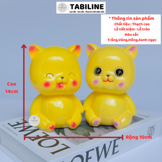 Heo đất ống tiết kiệm tiền lỗ tròn cặp đôi mèo yêu thương quà tặng LD39 - TABILINE