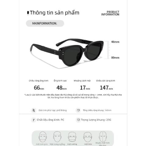 Kính râm gấp gọn thời trang INNI 9017 nhỏ gọn, chống tia UV, kính form mắt mèo phù hợp mọi dáng mặt