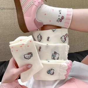 Set 10 đôi tất cổ cao hoạ tiết mèo hello kitty