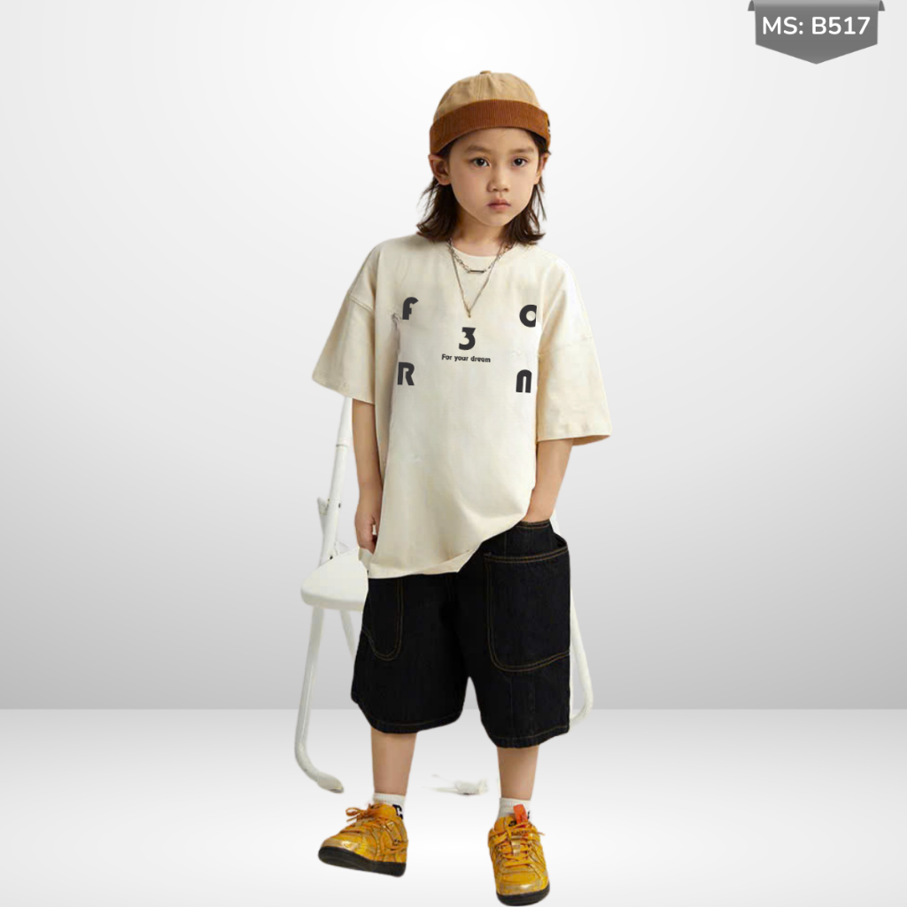 Áo Thun Ngắn Tay Mùa Hè Cho Bé Trai, Bé Gái In Hình Năng Động, Cổ Tròn  B517 | JJ Kids Fashion
