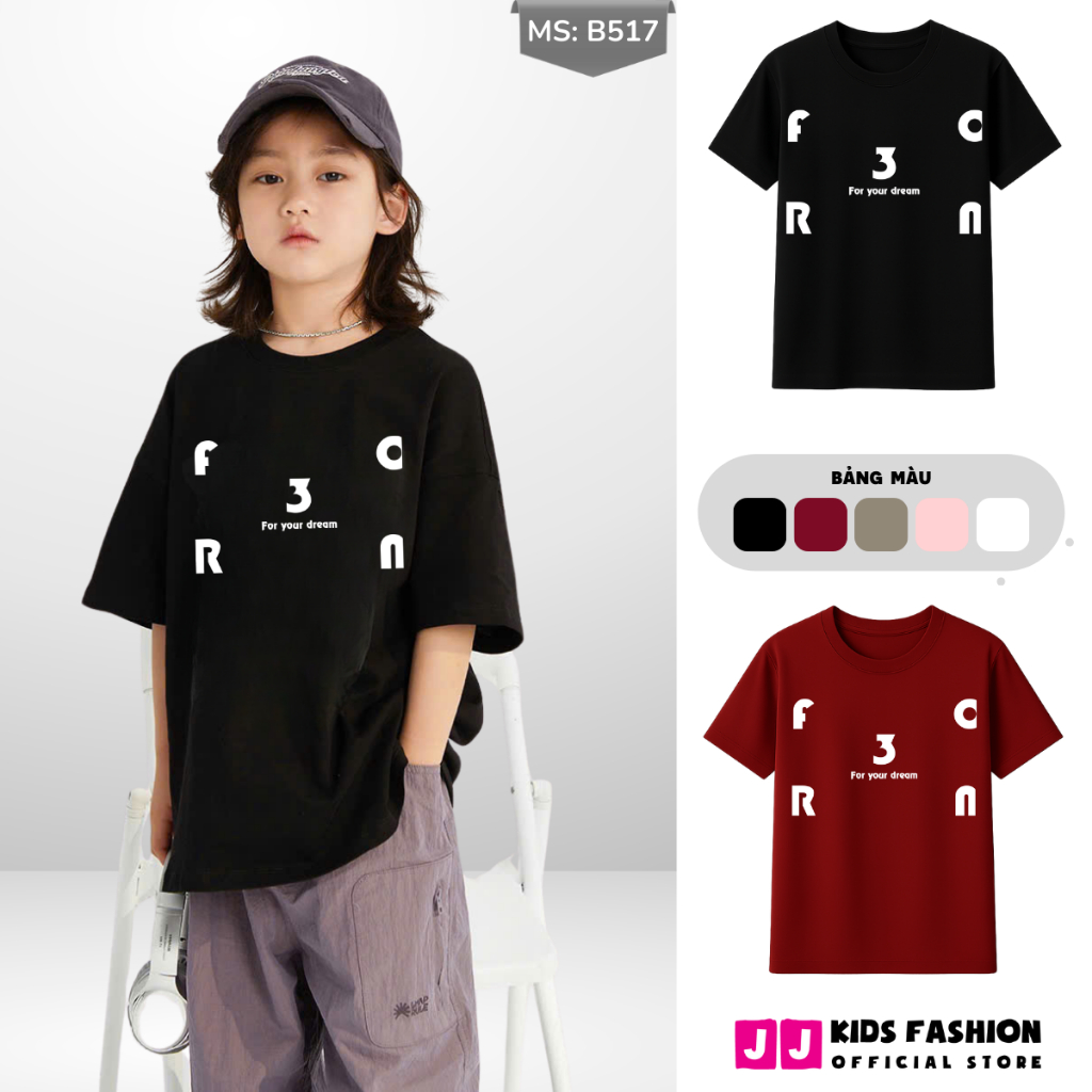 Áo Thun Ngắn Tay Mùa Hè Cho Bé Trai, Bé Gái In Hình Năng Động, Cổ Tròn  B517 | JJ Kids Fashion