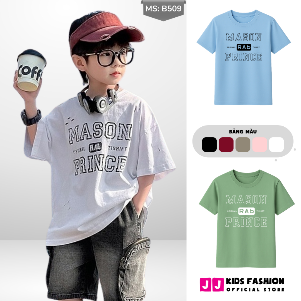 Áo Thun Ngắn Tay Mùa Hè Cho Bé Trai, Bé Gái In Hình Năng Động, Cổ Tròn B509 | JJ Kids Fashion