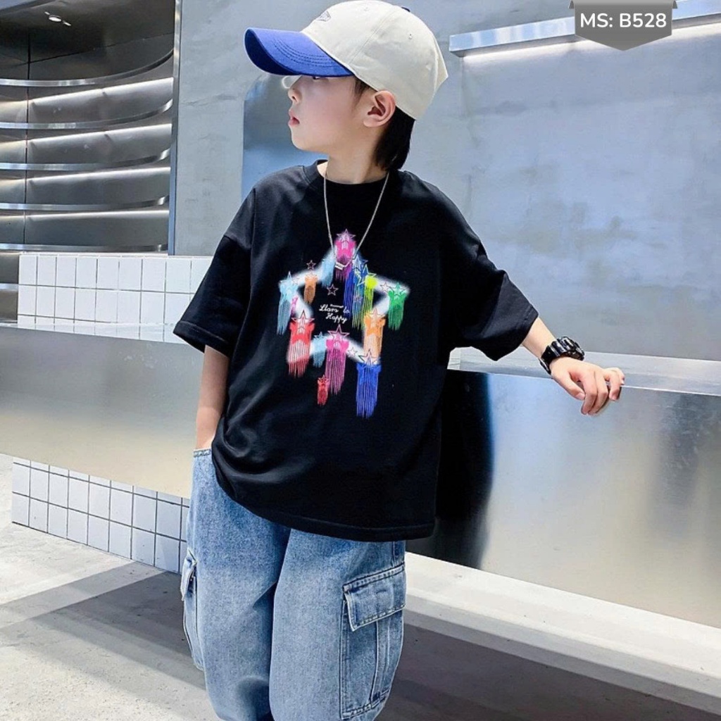 Áo Thun Ngắn Tay Mùa Hè Cho Bé Trai, Bé Gái In Hình Năng Động, Cổ Tròn B528 | JJ Kids Fashion