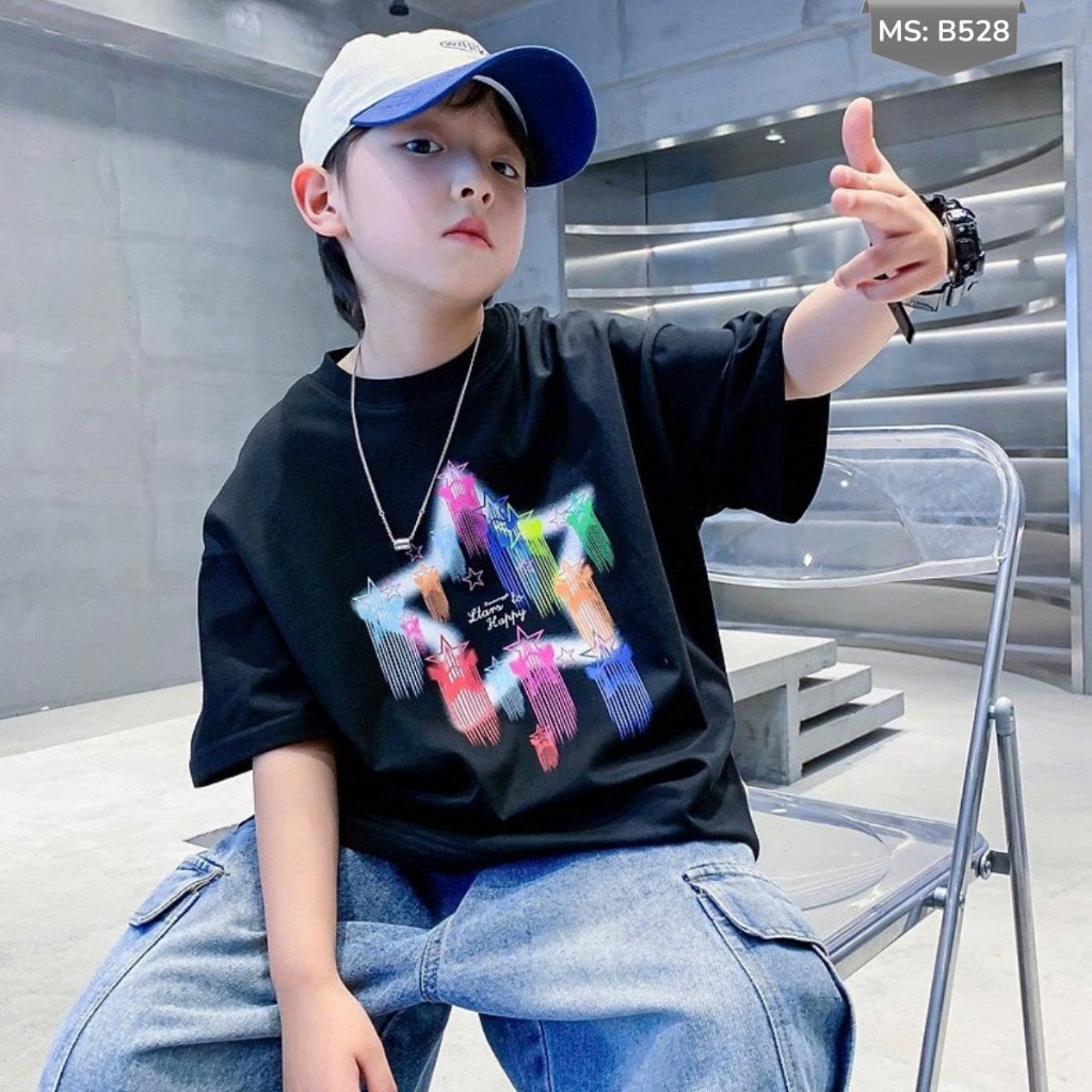 Áo Thun Ngắn Tay Mùa Hè Cho Bé Trai, Bé Gái In Hình Năng Động, Cổ Tròn B528 | JJ Kids Fashion