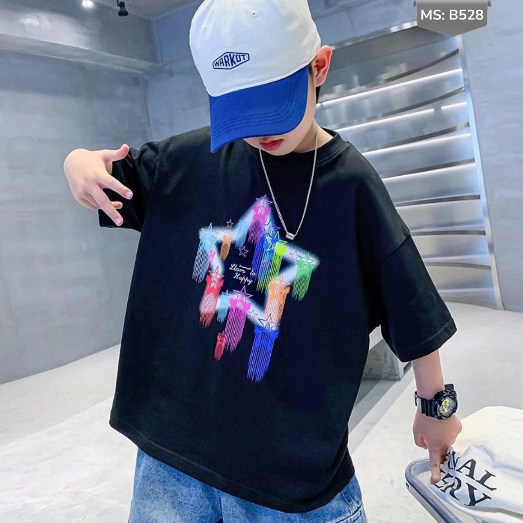 Áo Thun Ngắn Tay Mùa Hè Cho Bé Trai, Bé Gái In Hình Năng Động, Cổ Tròn B528 | JJ Kids Fashion