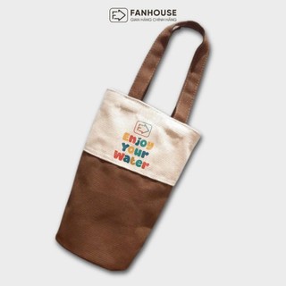Túi đựng cốc giữ nhiệt Holic Fan House, túi vải Dù Canvas ôm sát toàn bộ thân bình, chống thấm nước
