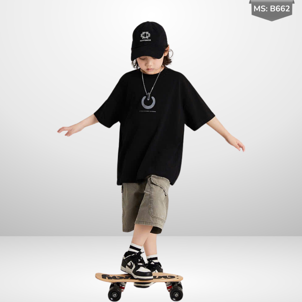 Áo Thun Ngắn Tay Mùa Hè Cho Bé Trai, Bé Gái In Hình Năng Động, Cổ Tròn B662| JJ Kids Fashion