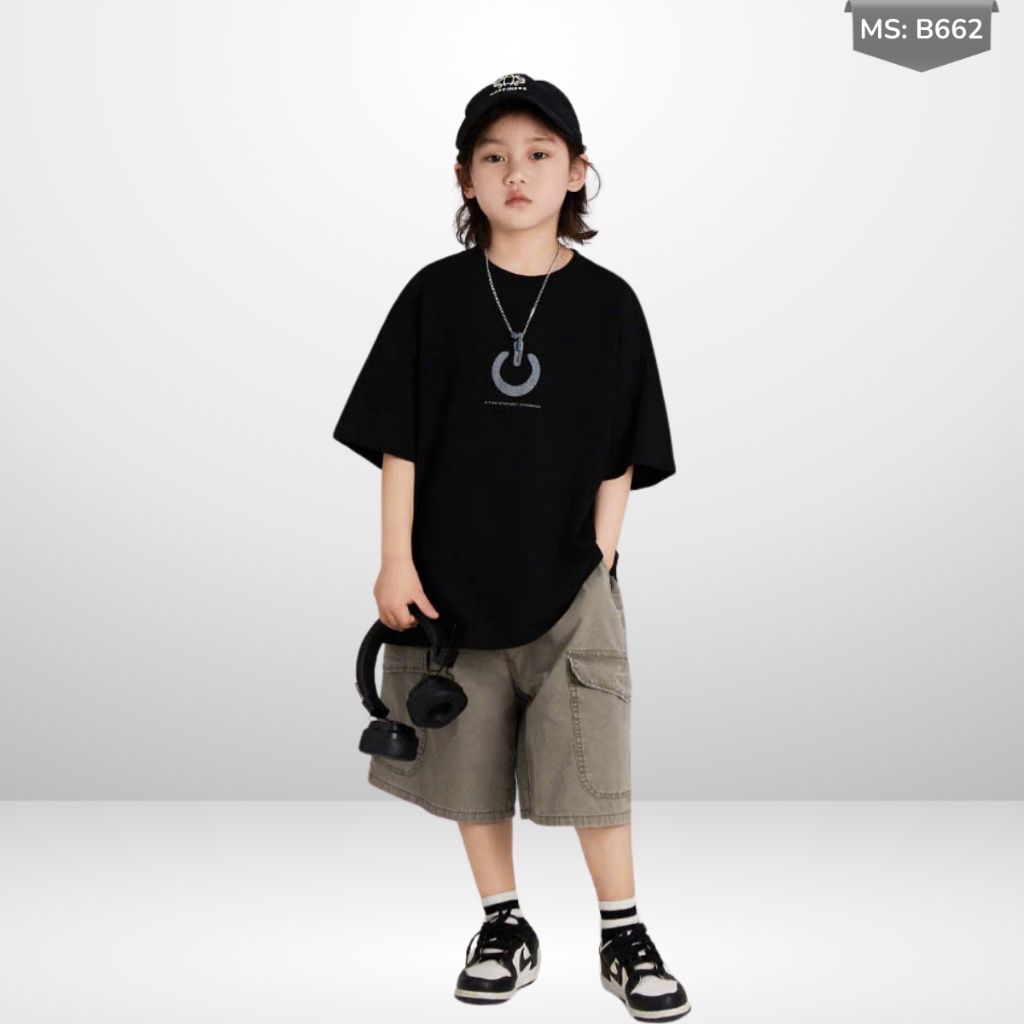 Áo Thun Ngắn Tay Mùa Hè Cho Bé Trai, Bé Gái In Hình Năng Động, Cổ Tròn B662| JJ Kids Fashion