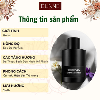 Nước Hoa Unisex Chiết Ombre Leather BLANC PERFUME, Dầu Thơm Hương Da Thuộc, Sang Trọng, Ấm Áp, Gợi Cảm
