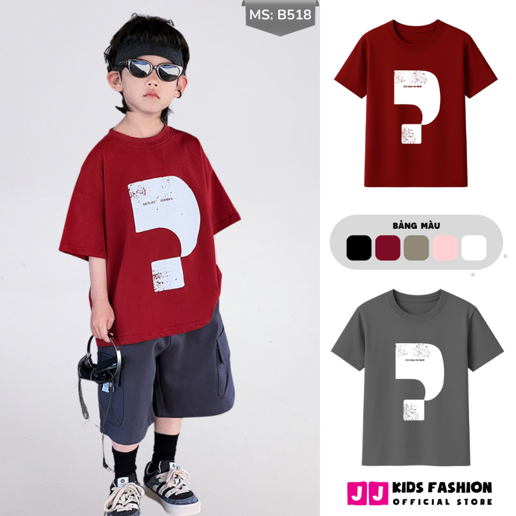 Áo Thun Ngắn Tay Mùa Hè Cho Bé Trai, Bé Gái In Hình Năng Động, Cổ Tròn B518 | JJ Kids Fashion