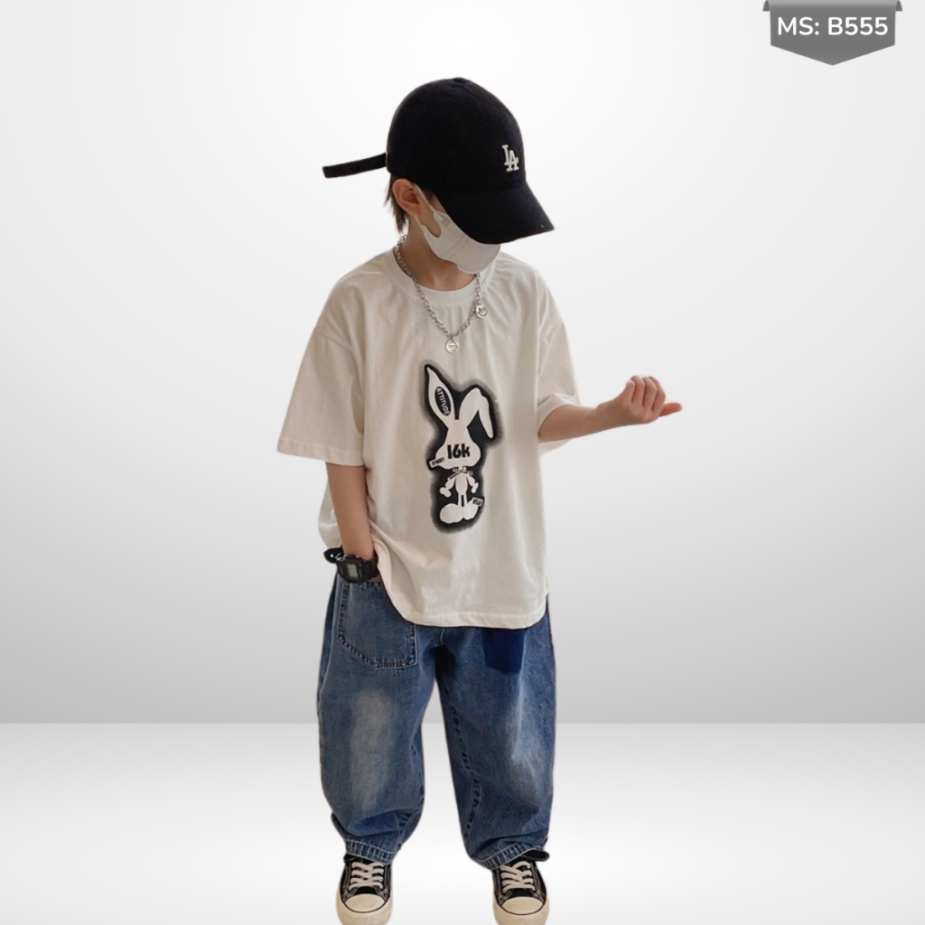 Áo Thun Ngắn Tay Mùa Hè Cho Bé Trai, Bé Gái In Hình Năng Động, Cổ Tròn B555 | JJ Kids Fashion