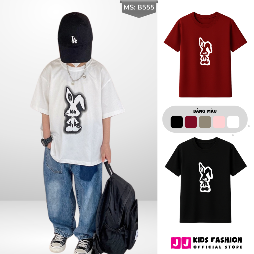 Áo Thun Ngắn Tay Mùa Hè Cho Bé Trai, Bé Gái In Hình Năng Động, Cổ Tròn B555 | JJ Kids Fashion