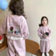 Sét bộ nỉ hai da áo in hình gấu xinh mix quần cạp viền ren cho bé gái