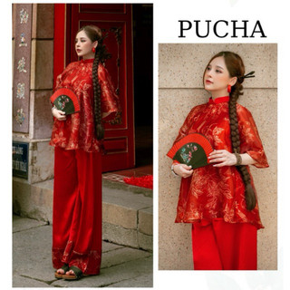 Sét áo cổ Tàu quần lụa hot Tết 2026( chụp Tết, Trung Thu, Pháp phục đi lễ chùa, chụp sen, Việt Phục)u
