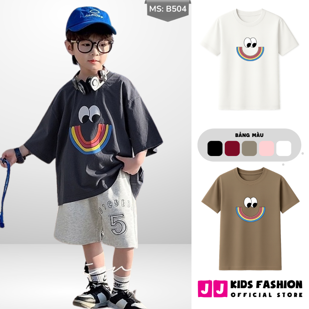 Áo Thun Ngắn Tay Mùa Hè Cho Bé Trai, Bé Gái In Hình Năng Động, Cổ Tròn B504  | JJ Kids Fashion