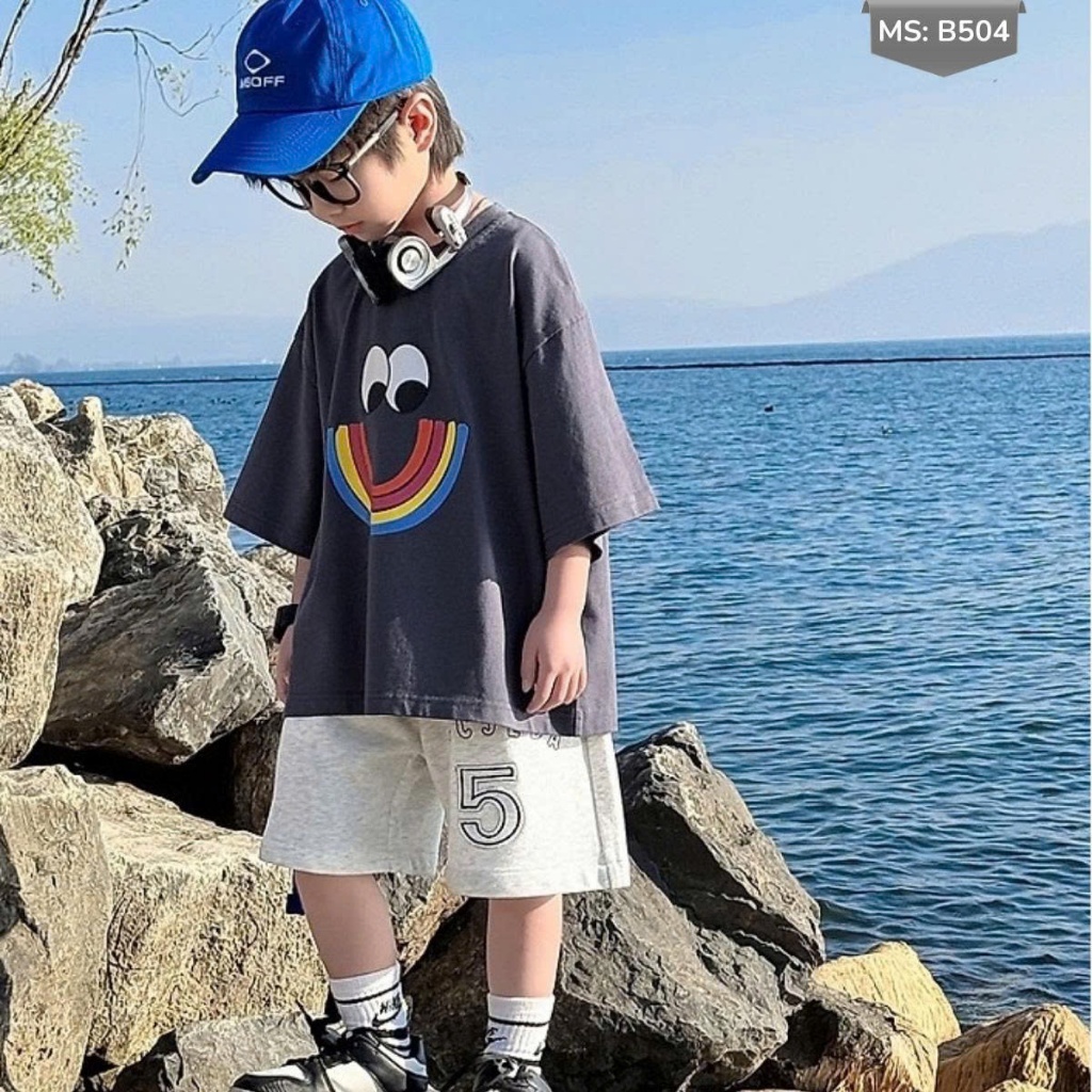 Áo Thun Ngắn Tay Mùa Hè Cho Bé Trai, Bé Gái In Hình Năng Động, Cổ Tròn B504  | JJ Kids Fashion