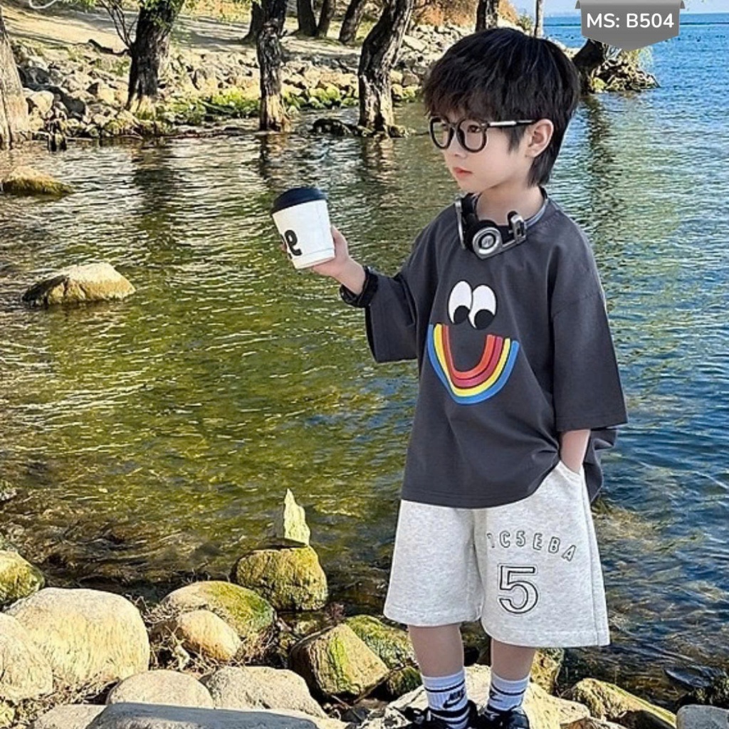 Áo Thun Ngắn Tay Mùa Hè Cho Bé Trai, Bé Gái In Hình Năng Động, Cổ Tròn B504  | JJ Kids Fashion