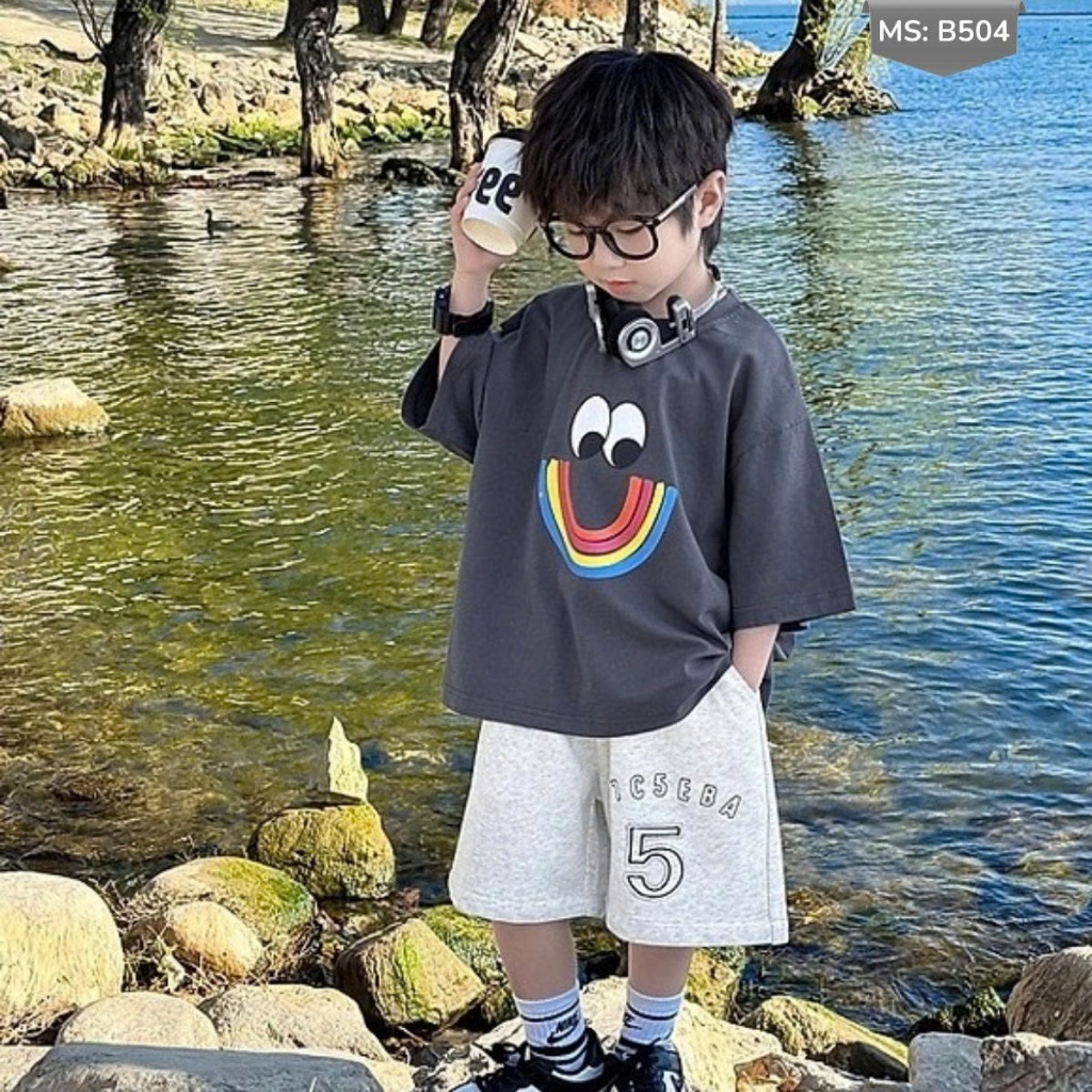 Áo Thun Ngắn Tay Mùa Hè Cho Bé Trai, Bé Gái In Hình Năng Động, Cổ Tròn B504  | JJ Kids Fashion