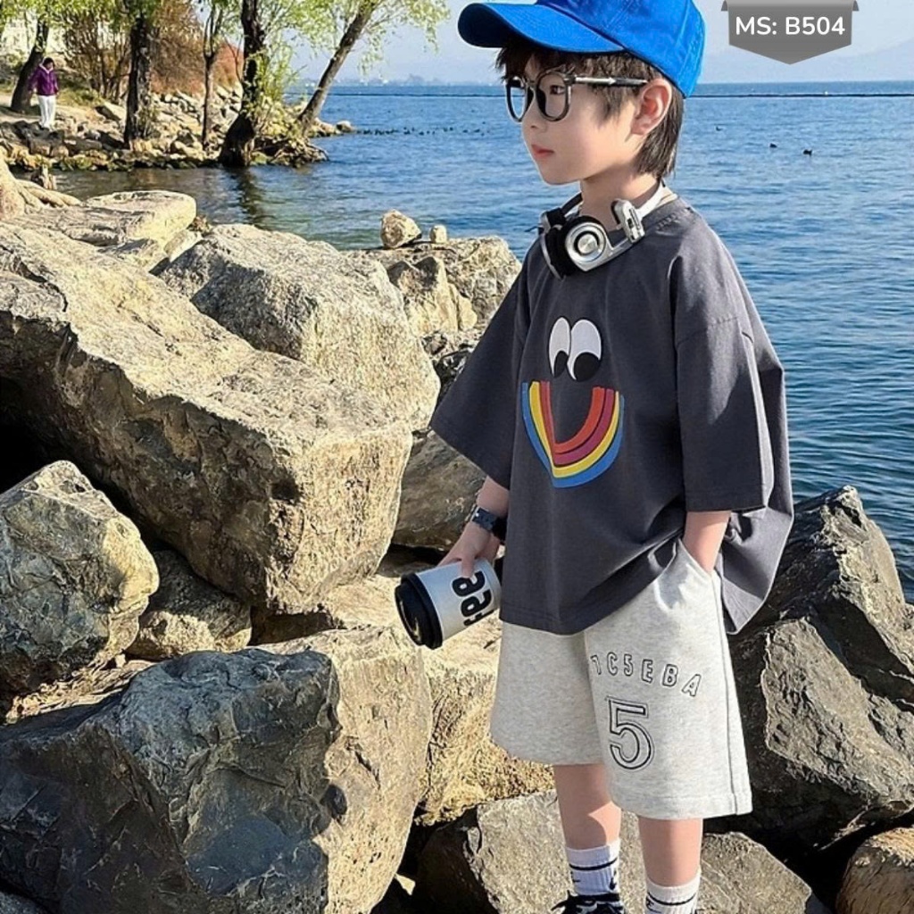Áo Thun Ngắn Tay Mùa Hè Cho Bé Trai, Bé Gái In Hình Năng Động, Cổ Tròn B504  | JJ Kids Fashion