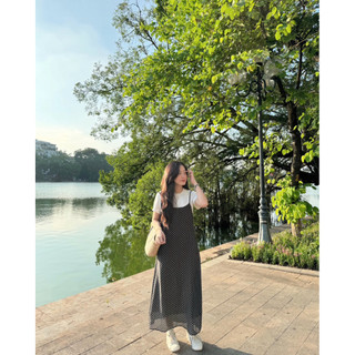 Yếm hai dây hoạ tiết chấm bi dáng dài Ma Vie