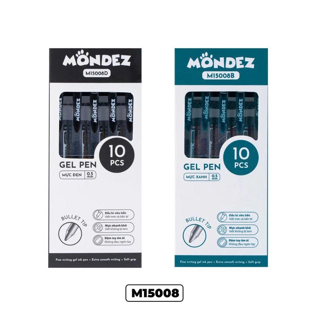 Hộp 12 Bút Gel MONDEZ Bút Mực Nước Ngòi 0.5mm, Viết Trơn Nét Đẹp, Bút Nước 4 Màu Mực Xanh Đen Tím Đỏ-HoangYen