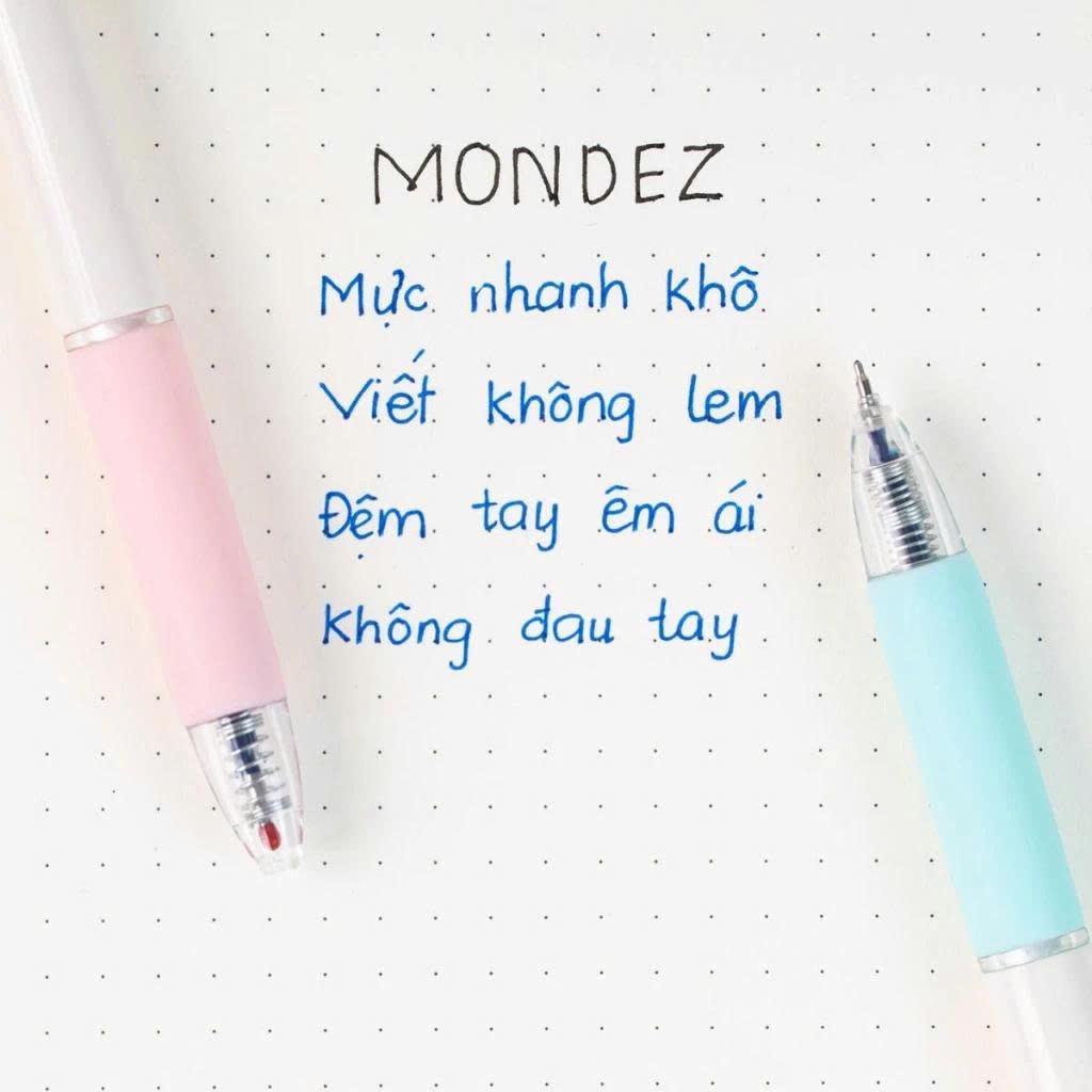 Hộp 12 Bút Gel MONDEZ Bút Mực Nước Ngòi 0.5mm, Viết Trơn Nét Đẹp, Bút Nước 4 Màu Mực Xanh Đen Tím Đỏ-HoangYen