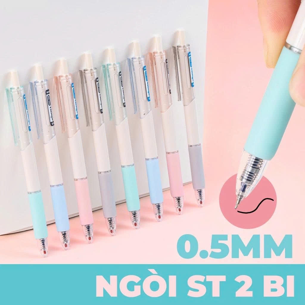 Hộp 12 Bút Gel MONDEZ Bút Mực Nước Ngòi 0.5mm, Viết Trơn Nét Đẹp, Bút Nước 4 Màu Mực Xanh Đen Tím Đỏ-HoangYen