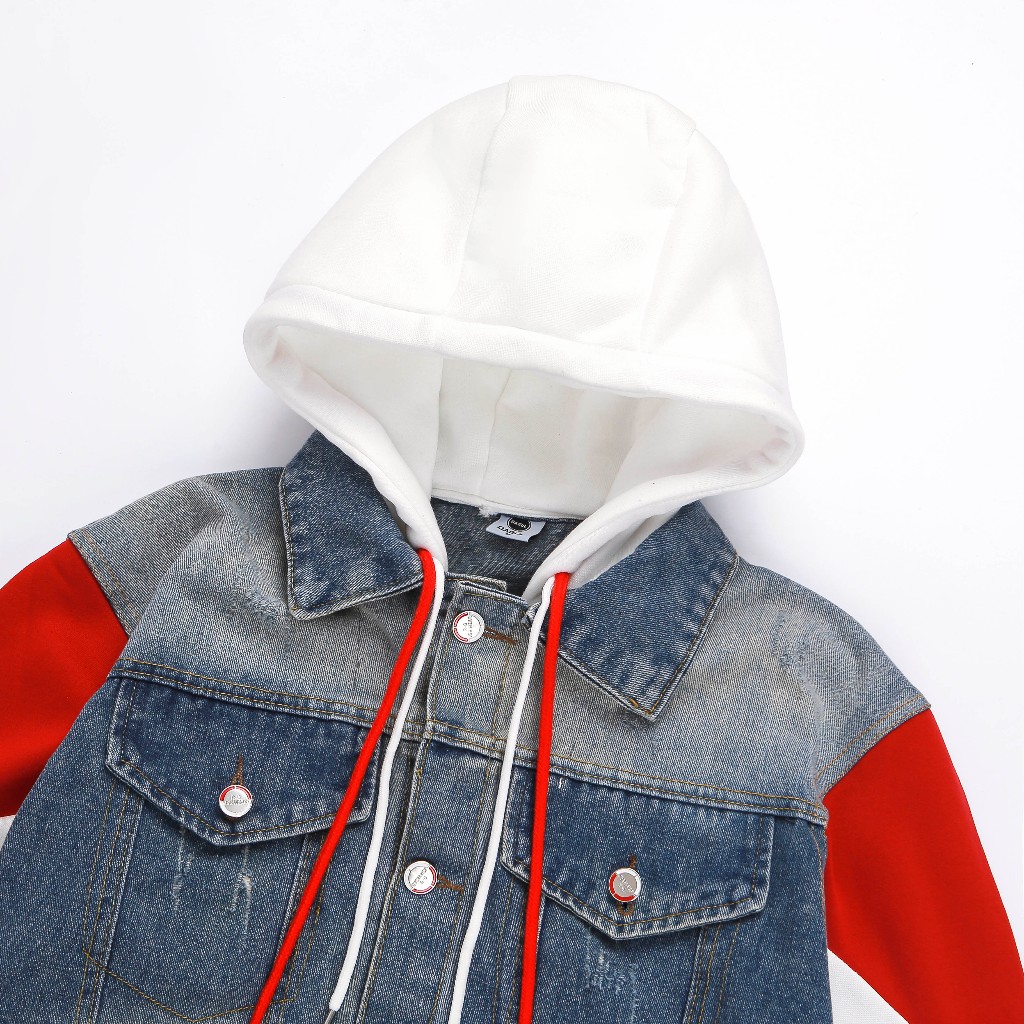 (M-48) Ao khoác DAGUL denim phối tay nỉ bông vải dày dặn logo thêu da khóa inox Jacket Có Túi