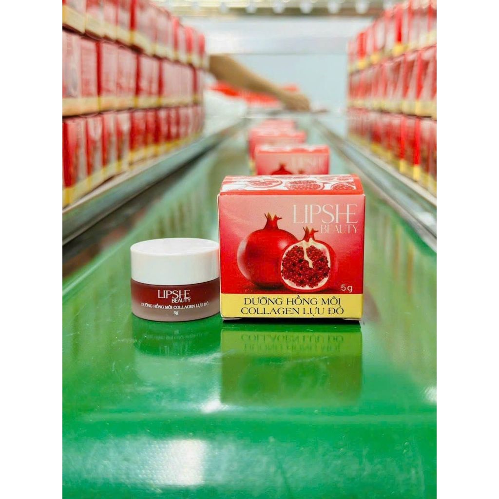 Dưỡng Môi Cao Cấp, Làm Hồng Môi chiết xuất lựu đỏ COLLAGEN - lựu đỏ LIPSHE hũ 5G Chính hãng