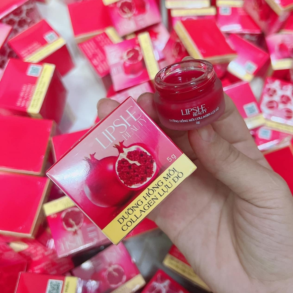 Dưỡng Môi Cao Cấp, Làm Hồng Môi chiết xuất lựu đỏ COLLAGEN - lựu đỏ LIPSHE hũ 5G Chính hãng