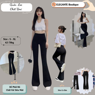 Quần Đuôi Cá Dáng Loe  ELEGANTE Chất Liệu Vải Umi Hàn Siêu Co Giãn, Không Nhăn, Không Bai, Không Phai. Không Xù Vải .65