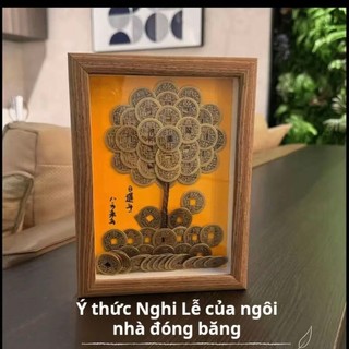 Đồ Trang Trí Khung Tranh Cây Tiền Xu Cổ Âm Dương, Khung Cây Thu Hút Giàu Có Thủ Công, Trang Trí Để Bàn