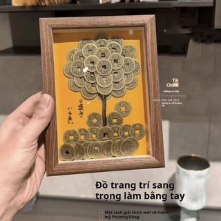 Đồ Trang Trí Khung Tranh Cây Tiền Xu Cổ Âm Dương, Khung Cây Thu Hút Giàu Có Thủ Công, Trang Trí Để Bàn