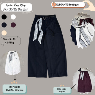 Quần Ống Rộng ELEGANETE Phối Nơ Và Dây Rút Siêu Hot Không Nhăn, Không Phai, Bai Xù, Chất Vải Dày Dặn