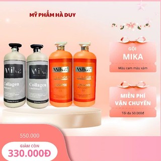 Mika Bộ Gội Xả Collagen 2000ml Cho Tóc Màu Cam & Màu Xám Hương Nước Hoa Thơm Mềm Mượt Phục Hồi Tóc Hư Tổn Dưỡng Tóc Mềm