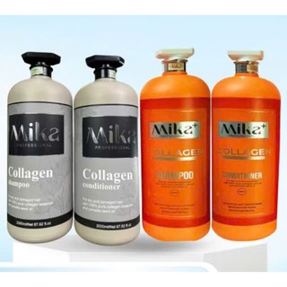 Mika Bộ Gội Xả Collagen 2000ml Cho Tóc Màu Cam & Màu Xám Hương Nước Hoa Thơm Mềm Mượt Phục Hồi Tóc Hư Tổn Dưỡng Tóc Mềm