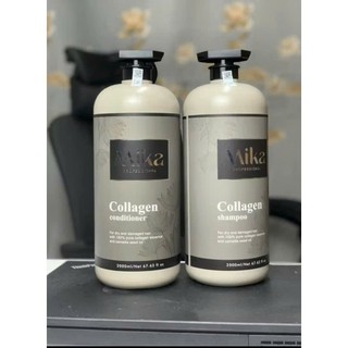 Mika Bộ Gội Xả Collagen 2000ml Cho Tóc Màu Cam & Màu Xám Hương Nước Hoa Thơm Mềm Mượt Phục Hồi Tóc Hư Tổn Dưỡng Tóc Mềm