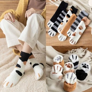 set 10 đôi tất lót lông họa tiết chân mèo siêu cute,lót lông dày dặn