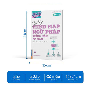 Sách - All In One Korean - Sổ tay Mind Map Ngữ pháp Tiếng Hàn cơ bản dành cho người mới bắt đầu