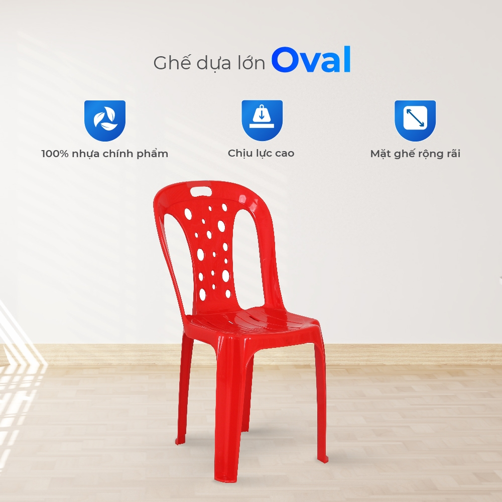 Ghế nhựa tựa lưng Oval QUI PHÚC, size lớn, combo 4,6,10 ghế, hiện đại, tiện lợi, chống trượt, ghế ngồi chắc chắn