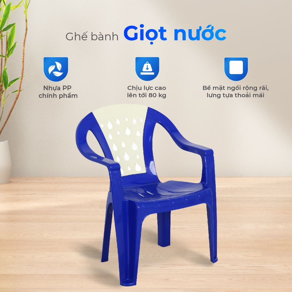 Ghế nhựa tựa lưng QUI PHÚC, combo 4,6,10 ghế, lưng giọt nước, an toàn, chắc chắn, tiện lợi, chống trượt, thoải mái