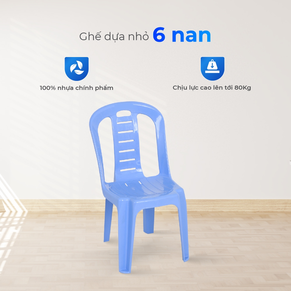Ghế nhựa tựa lưng QUI PHÚC, size nhỏ, combo 4,6,10 cái, lưng nan, ghế ngồi chắc chắn, phù hợp gia đình, quán ăn