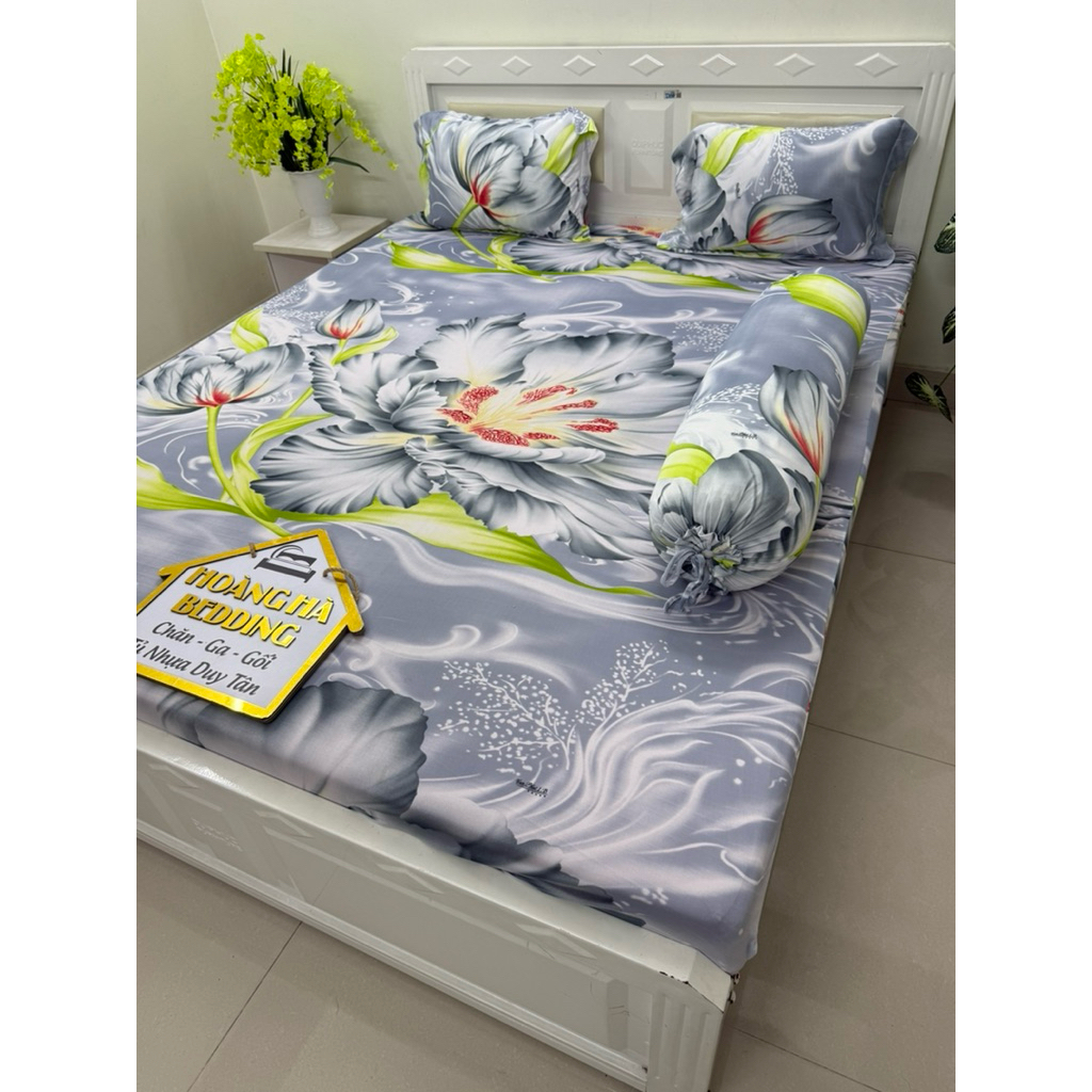 Bộ ga thun hàn quốc Tuyết liên xám 4 món (nhiều mẫu)