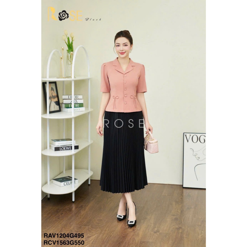 Áo sơ mi kí giả nữ công sở cao cấp ROSE BLACK chất Xước Hàn dày dặn, co dãn nhẹ, không bai, không xù