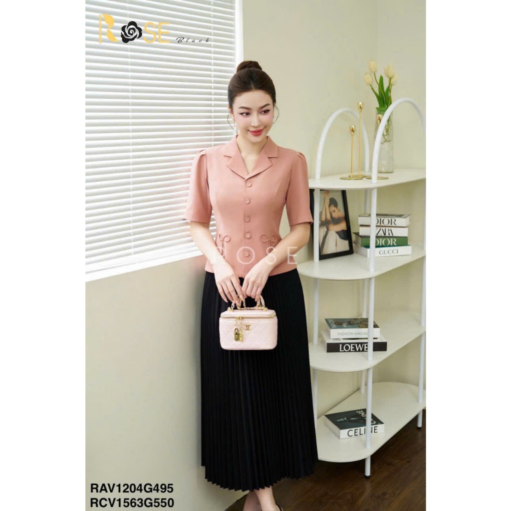Áo sơ mi kí giả nữ công sở cao cấp ROSE BLACK chất Xước Hàn dày dặn, co dãn nhẹ, không bai, không xù