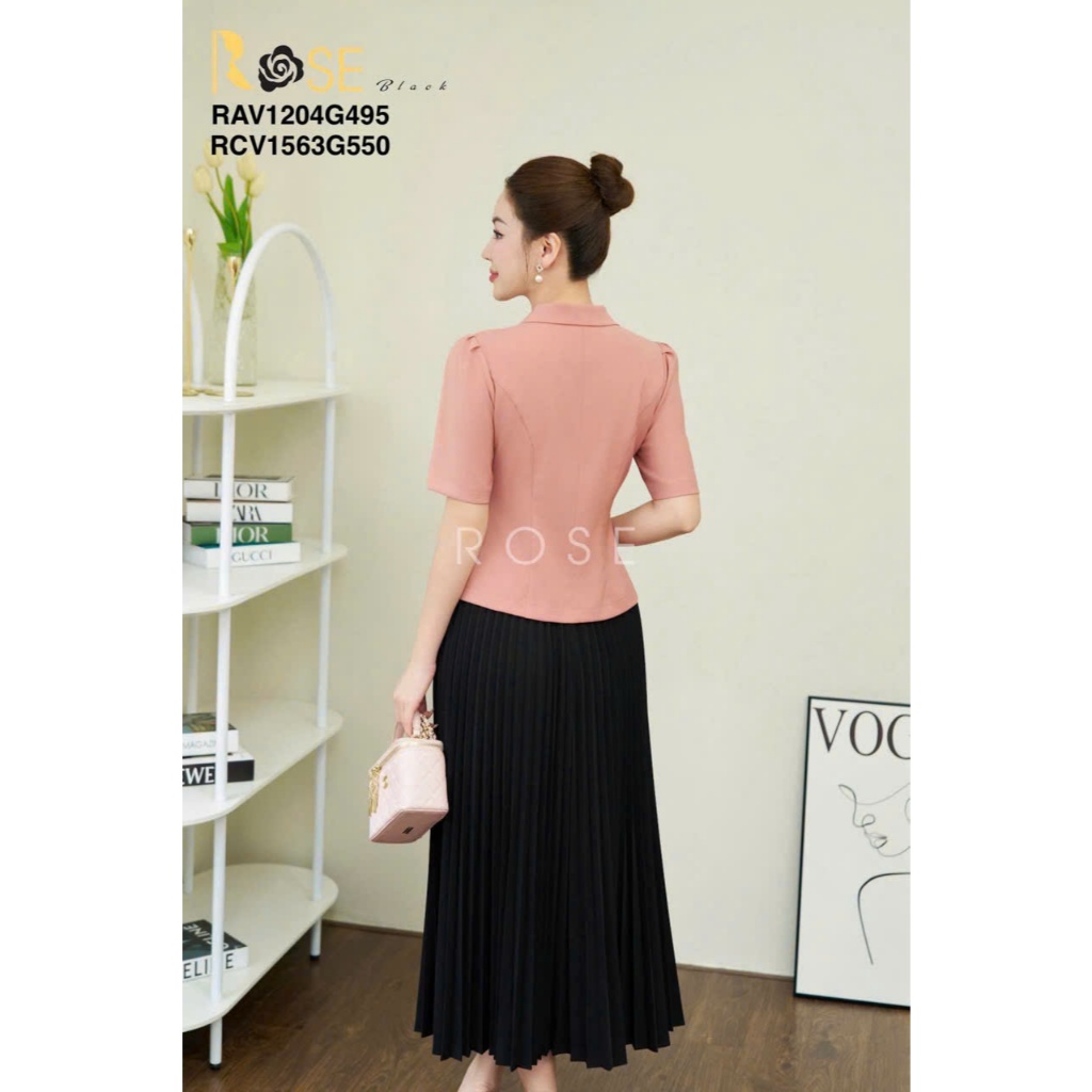 Áo sơ mi kí giả nữ công sở cao cấp ROSE BLACK chất Xước Hàn dày dặn, co dãn nhẹ, không bai, không xù