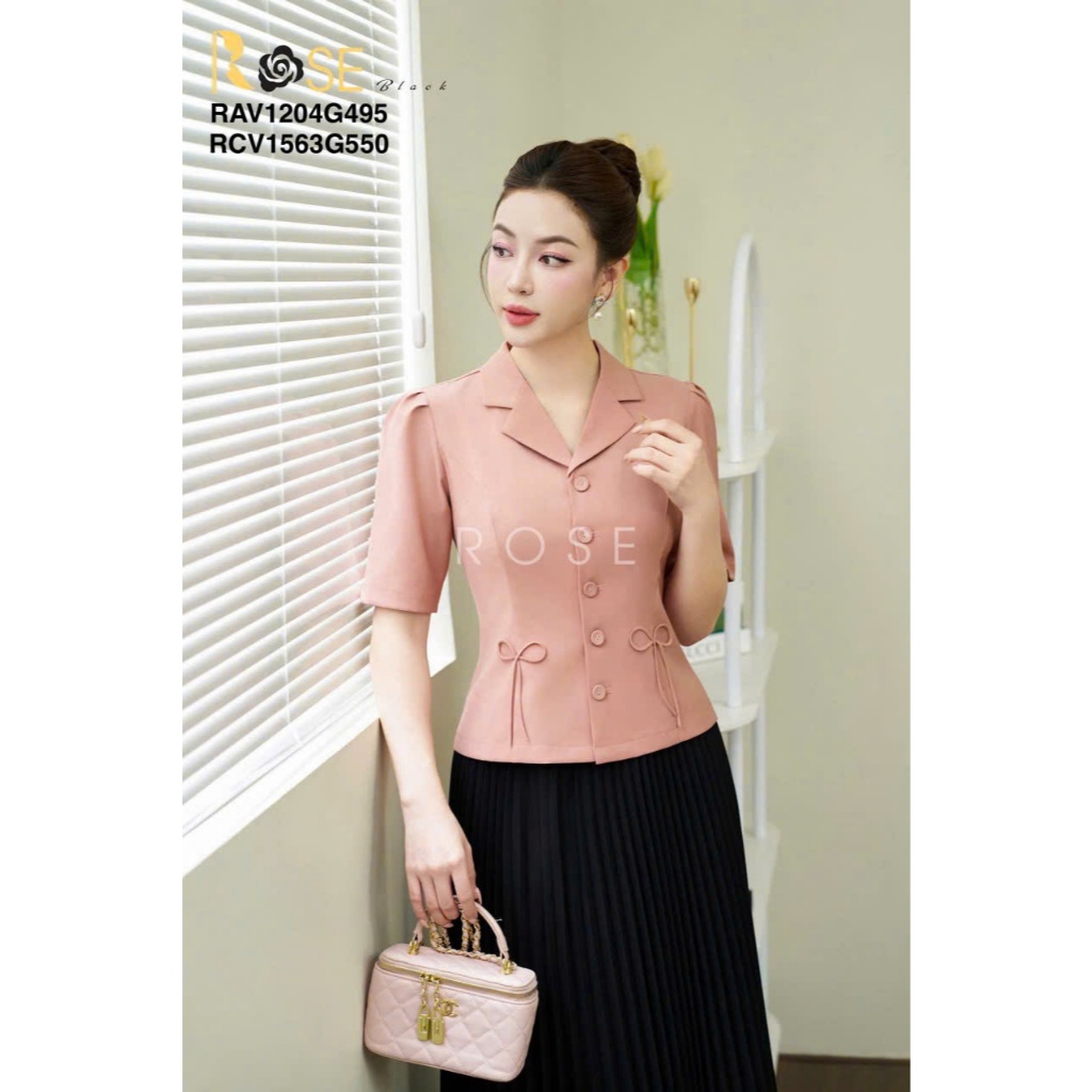Áo sơ mi kí giả nữ công sở cao cấp ROSE BLACK chất Xước Hàn dày dặn, co dãn nhẹ, không bai, không xù