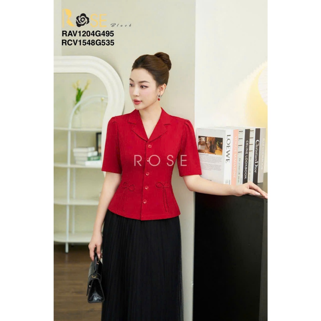 Áo sơ mi kí giả nữ công sở cao cấp ROSE BLACK chất Xước Hàn dày dặn, co dãn nhẹ, không bai, không xù